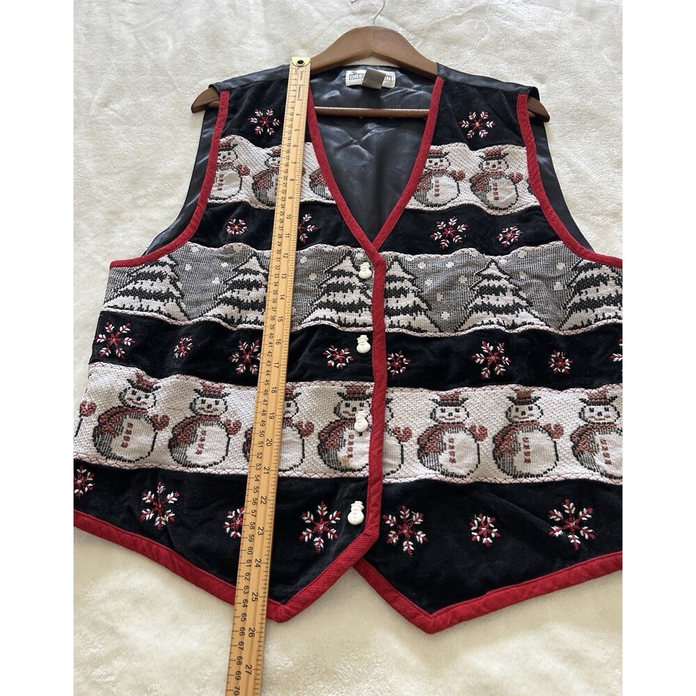 Dress Barn Woman Vest 2X Snowman Button Christmas Tree Snowflake Novelty Vintage - Picture 4 of 9